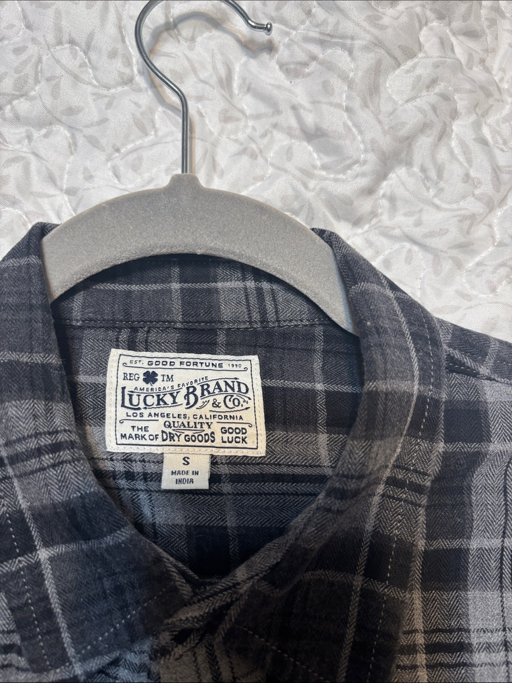 Lucky Brand Black & Gray Plaid Button-Down Shirt